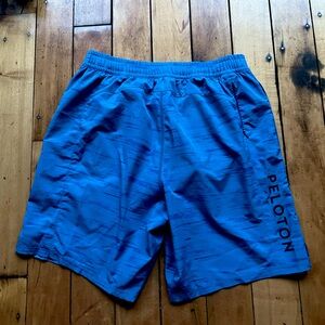 Peloton Men’s Medium Lined Shorts Training Gym Blue Activewear Drawstring Biking